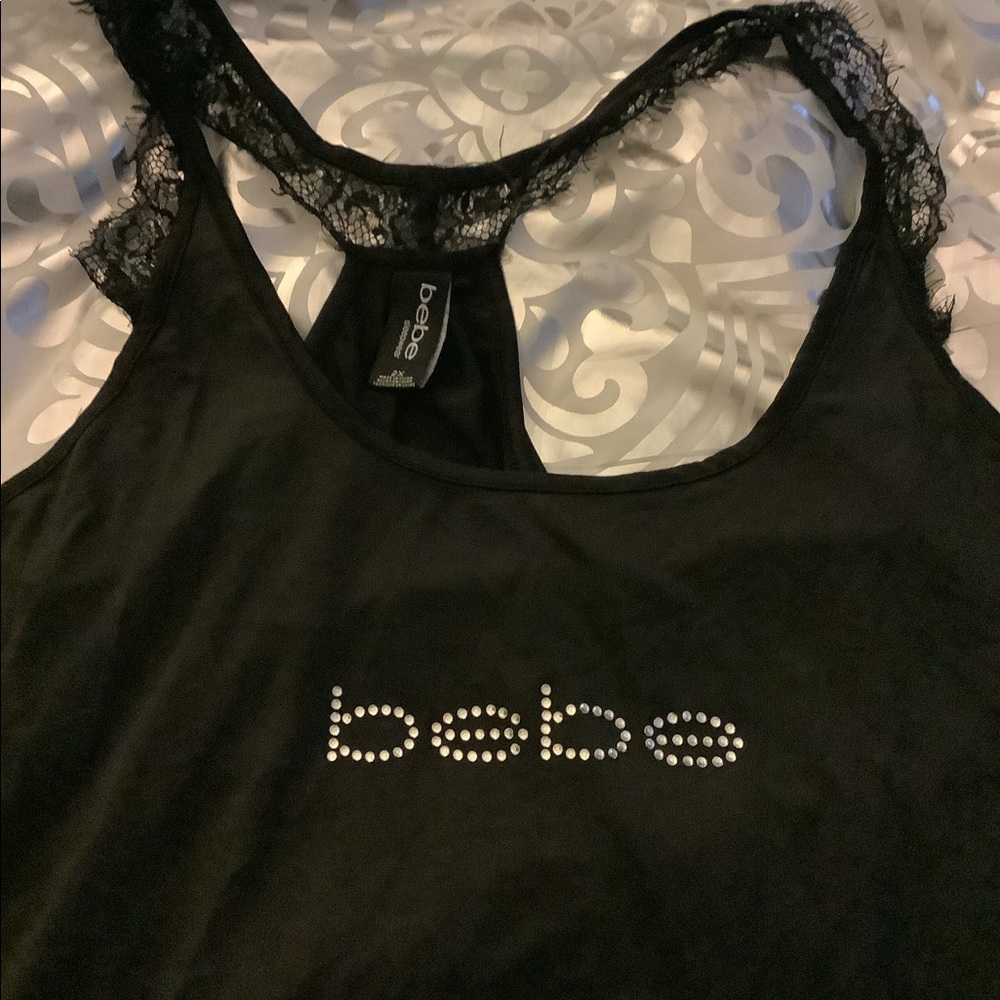 Bebe almost new racer back pj short set